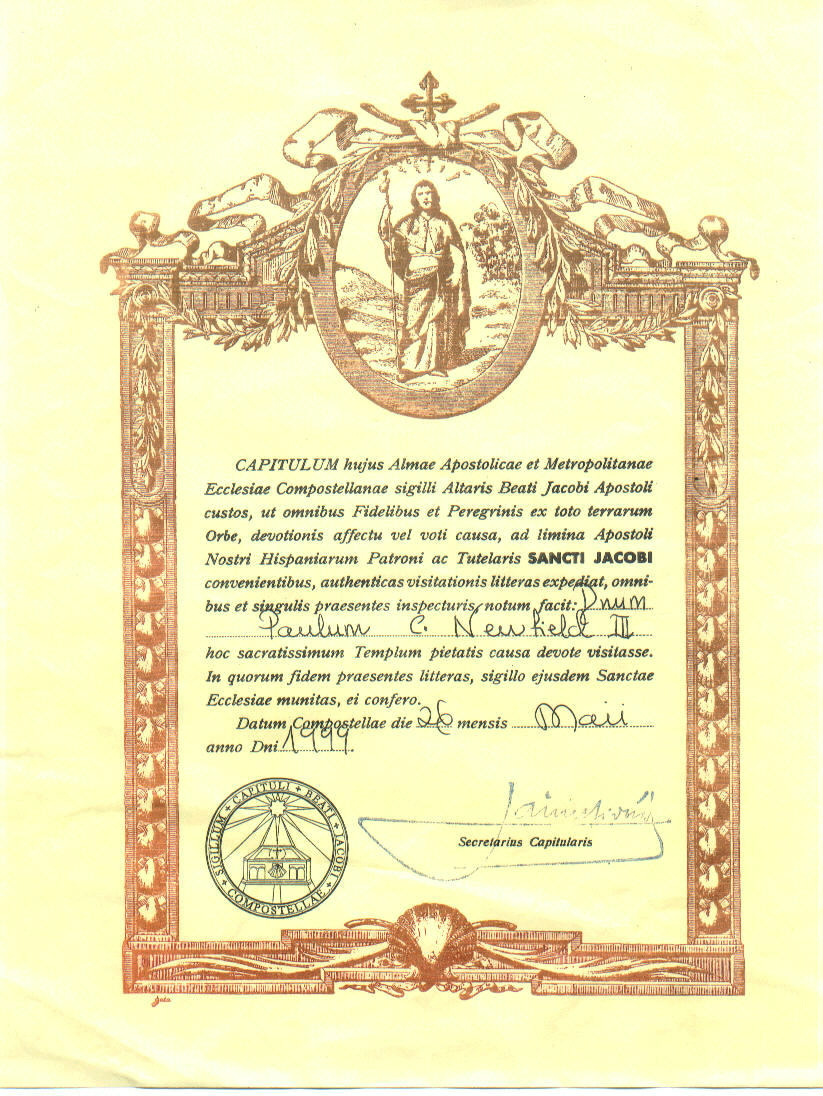 Pilgrim's Certificate